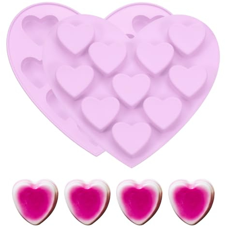 PATIKIL 2 Piezas Molde De Silicona En Forma De Corazón (Púrpura) | Molde De Chocolate De Corazón 3D No Pegajoso, Moldes De San Valentín, Para Hornear DIY Manualidades De Amante Jabón
