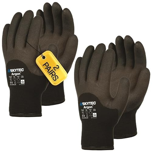 Skytec Thermal Gloves - 2 Pairs Heavy-Duty Winter Work Gloves for Men & Women - Lightweight, Argon-Insulated, Cold & Water-Resistant Safety Gloves for Secure Grip - Large