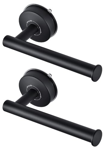 JOMOLA Porte Papier Toilette Mural à Ventouse en Acier Inoxydable pour Salle de Bain Distributeur de Papier Toilette Amovible sans Perçage, Crochet Ventouse Accroche Torchon Cuisine Noir Lot de 2