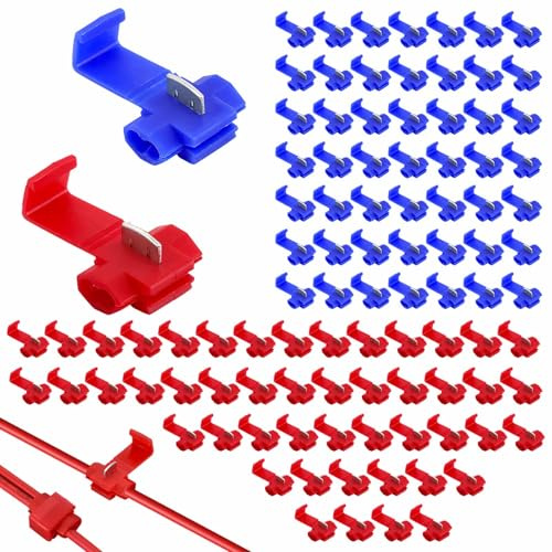 TNSLAND 100 pezzi di ricambio per auto (rosso e blu), connettori di derivazione per cavi e cavi