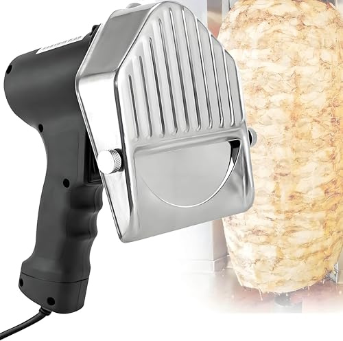 PioMue Electric Barbecue Meat Slicer,Automatic Doner Kebab Knife,Meat slicer with 2 blades,for Restaurant BBQ Wired