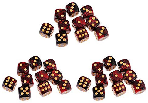 Set di 30 dadi in acrilico a sei facce D6 per giochi da tavolo e hobby