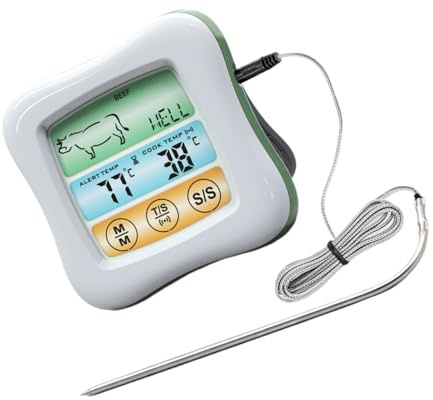 TOYANDONA Termometro Digitale da Cucina con Schermo Touch Colori Timer Integrato Termometro per Carne e Bbq Display Fahrenheit Celsius Sensore Standard per Casa
