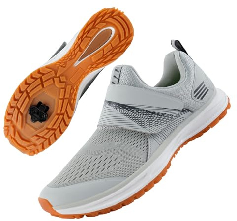 liekick Men's Cycling Shoes Compatible with 2-Bolt SPD Cleats, Comfortable Walkable Road Bike Shoes for Indoor & Outdoor Cycling Grey