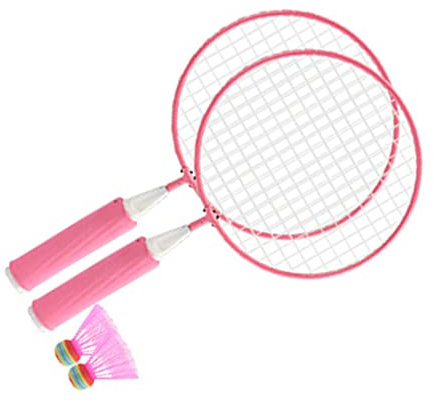 Yctze Juego de Raquetas de Bádminton para Niños - Juego Completo con 2 Raquetas Livianas y 2 Pelotas - Diseño Suave de Malla Grande con Antideslizante Cómodo - Equipo de Bádminton para Niños (Pink)
