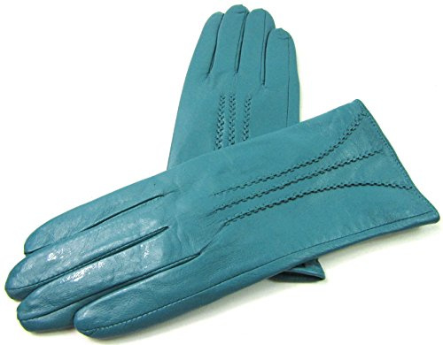 Damen Premium Quality Super Weich Leder Handschuhe Pelzfutter Streifen Detail Slim Fit