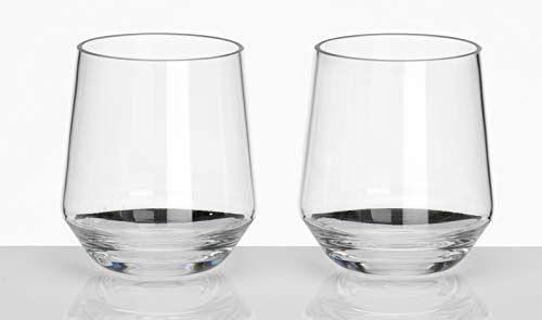 2 vasos de policarbonato de 340 ml en aspecto de cristal real, irrompibles. Vasos de plástico para camping, vasos de agua