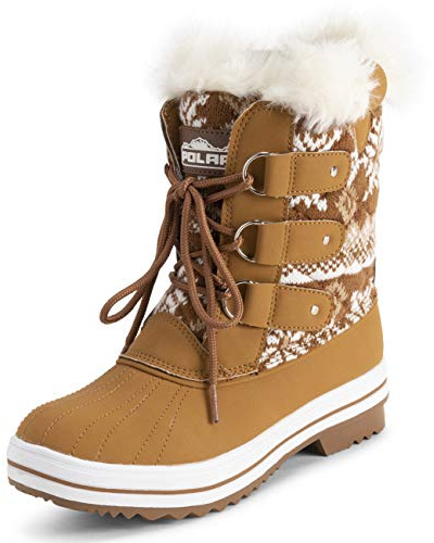 Polar Donna Mid Imbottito Termica Durevole Suola Di Gomma Impermeabile Inverno Neve Pelliccia Ecologica Stivales - Tan Cardy - UK8/EU41 - YC0635
