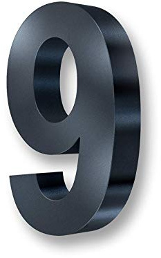 Metzler 3D Hausnummer in Anthrazit aus Stahl - Hausnummer mit Pulverbeschichtung in Feinstruktur 7016 Anthrazitgrau matt - Höhe 20cm / Tiefe 3,5 cm - inkl. Montagematerial - Ziffer 9