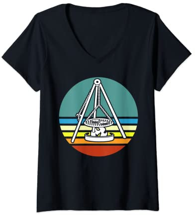 Damen Saarländer Schwenken Grillen Saarland Schwenker Saarländer T-Shirt mit V-Ausschnitt
