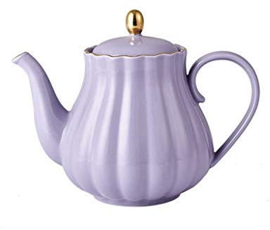 Liudan Kaffeebereiter Kreativer keramischer Haushaltskaffeekanne mit Filter 800ml Handgemachter Kaffeekanne Weiß/Rosa/Purpurrote Melonenkantenart Kaffeepressen (Color : White)