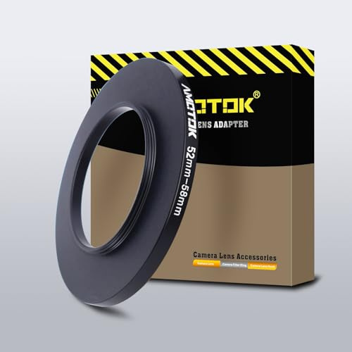 52mm Objektiv auf 58mm Kamera-Filterring kompatibel mit Allen 52mm Kameraobjektiven bis 58mm UV-CPL ND-Filterzubehör und 58mm Gegenlichtblende.Hergestellt aus CNC-gefrästem(52–58mm)