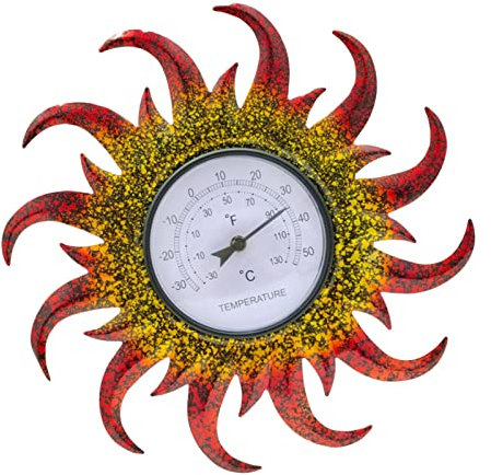 JINGLING Grands thermomètres extérieurs | Thermomètre d'extérieur en Soleil décoratif - Thermomètre Mural pour décoration d'intérieur et d'extérieur, Pas Batterie nécessaire