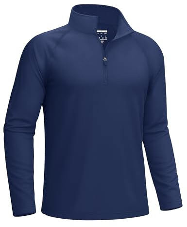 KEFITEVD Mens Sport Tops Long Sleeve UPF 50+ Shirt 1/4 Zip Sun Protection