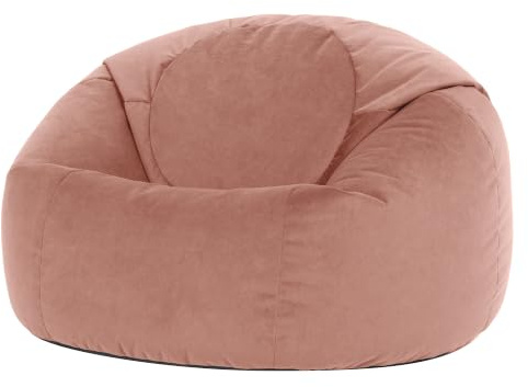 Icon Kingston Sitzsack Samt, Rosa, Sitzsack Erwachsene mit Füllung, Bean Bag, Samt Sessel, Lounge Sessel, Lounge Stuhl, Schlafzimmer, Wohnzimmer, Wohnzimmer Möbel