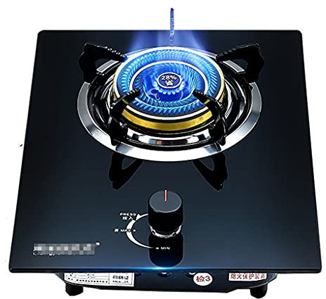 IBOWZ Tables de Cuisson à Gaz Table de Cuisson à gaz intégrée,Cuisson de Table,brûleur en Fonte à Trois Anneaux de 4,2 KW,Panneau en Verre trempé Noir Facile à Nettoyer [Classe énergétique A] (Col