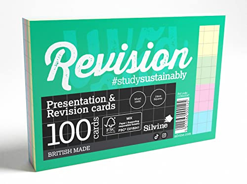 Luxpad Revision Karteikarten, A6, 10 mm, kariert, 100 Karten, verschiedene Farben