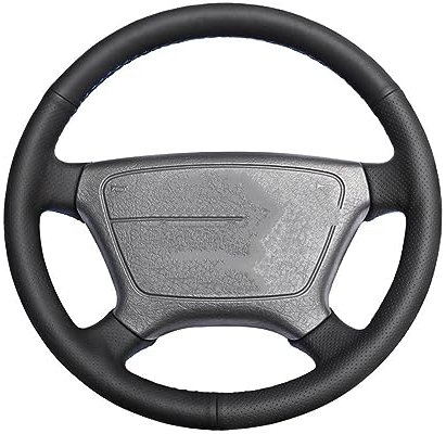OMDHATU Handgenähter Schwarzer PU-Kunstleder-Lenkradbezug Für Mercedes Für Benz C-Klasse W202 CL-Klasse C140 E-Klasse W210 (Color : Black Thread)