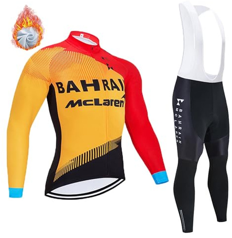 Petorenk Abbigliamento Ciclismo Uomo Invernale Completo Abbigliamento Ciclismo Bici Pile Maglia Tuta Bicicletta +Pantaloni Imbottiti Con 3D Gel pad Traspirante Sportivo