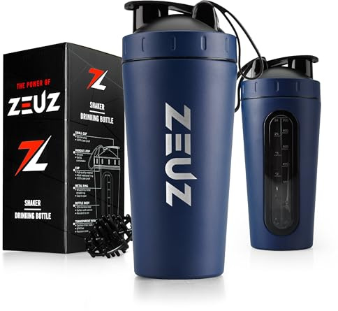ZEUZ® Tasse à Shake en acier inoxydable de qualité supérieure – Shake Tasse - Sans BPA - 700 ml (Bleu marine)