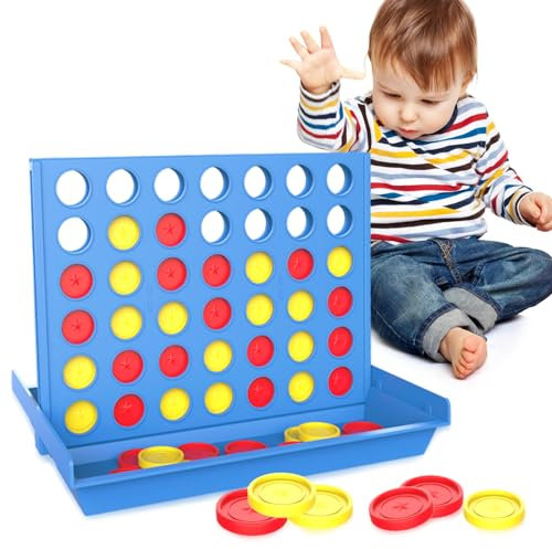tlidfgeo Vier Gewinnt, 4 in Einer Reihe 4 gewinnt Kinder Strategiespiel für 2 Spieler, Vertikales Gesellschaftsspiel Vier in Einer für Erwachsene Kinder Outdoor Reise Unterwegs Spiele (Blau)