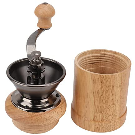 NirWa Moulin à café Manuel en chêne et Acier Inoxydable, rétro, poignée Ergonomique, Noyau de broyage Conique, Moulin à Grains de café Portable, Compact et Portable, Facile (Couleur Claire)