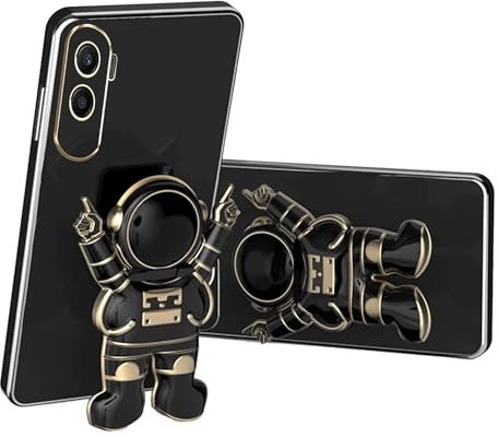 Nadoli pour Honor 90 Lite Main Astronaute Invisible Béquille Coque,Ultra Mince Placage Astronaute Pliant Supporter Antichocs Silicone Flexible Coque Housse Étui de Potection