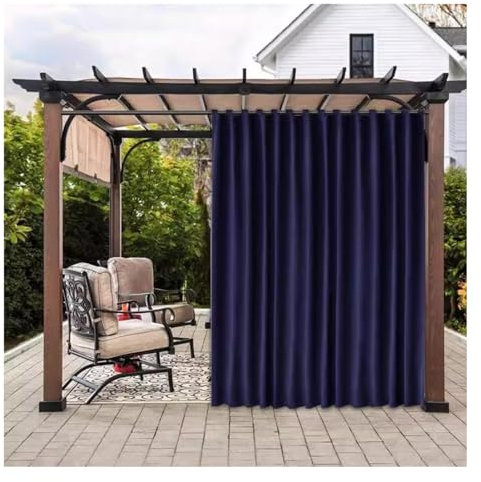 YYOOYYZ Outdoor Vorhang wasserdichte 2-Panel-Polyester-Pavillonvorhänge für den Außenbereich, lichtfilternde Klettverschluss-Vorhangscheibe, für Hinterhof-Pergola(Dark Blue,52 * 90in)