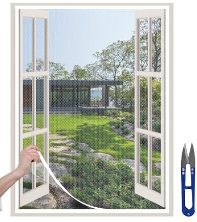 HW CASA Zanzariera Finestra 150X200CM,Tende Zanzariere che Possono Essere Tagliate Come Vuoi,Rete per Zanzariera Adesiva con Forbici,Installazione Rapida Senza Forare (Bianco, 150X200)