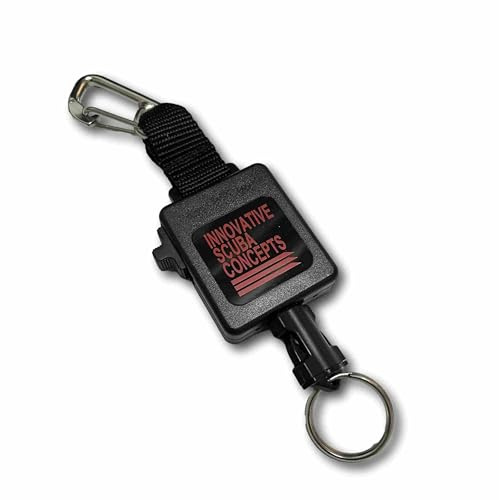 Innovative Scuba Concepts ISC Retraktor Retractor arretierbar Locking Befestigung Skiseil Leine Key-Ring