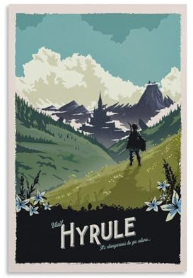 Kingdom of Hyrule Videospiel-Gaming-Poster für Zimmer, ästhetische Leinwand, Wandkunst, Schlafzimmerdekoration, 30 x 45 cm