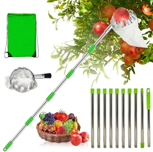 Raccolta di mele,4.2M raccolta di mele,frutta con manico telescopico,raccolta frutta per ciliegie,raccolta frutta con sacchetto di stoffa,Fruit Picker for Reaching Inaccessible Places in Fruit Trees