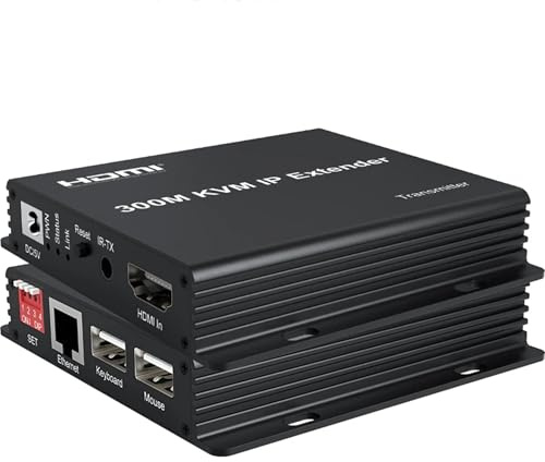 300M HDMI KVM IP Extender sur RJ45 Cat6 avec Câble Ethernet 1080p - Multipoint Connect Network Switch Support PC DVR TV Souris Clavier