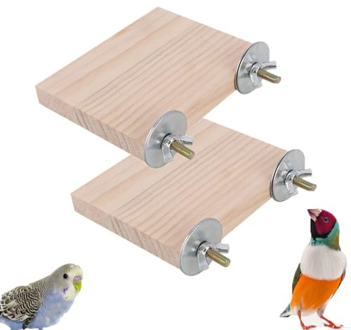 Esforzarse Piattaforma per Uccelli 2 Pezzi, Piattaforma in legno per Uccelli, Accessori per Gabbie per Pappagalli, Per Pappagalli, Criceti, Gerbilli, Piccoli Animali,(Rettangolare, 15X8cm)