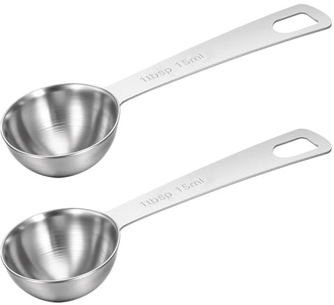 2Pcs Measuring Spoons Heavy Duty Stainless Steel Measuring Spoons Small Tablespoon with Metric US Measurements Metal Teaspoon for Spice Jar Measuring Dry Liquid Ingredients