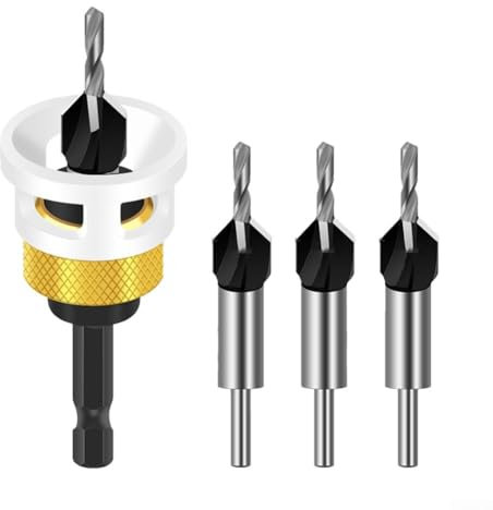 4 brocas avellanadas con tope de profundidad, con tope de profundidad hexagonal Shan, sistema de liberación rápida, herramienta avellanadora con punta de carburo