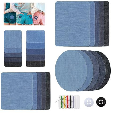 25 Stück Flicken zum Aufbügeln, Aufnäher zum Aufbügeln Denim, Patches zum Aufbügeln für den Innen und Außenbereich, Jeans Flicken zum Aufbügeln, Stoffflicken zum Aufbügeln