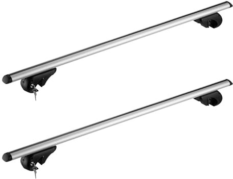 Wiltec Barres tranversales pour galerie de Toit – Capacité 90 kg, Longueur 120 cm – en Aluminium et Plastique, couvertes par poudrage – avec Clé et Serrure