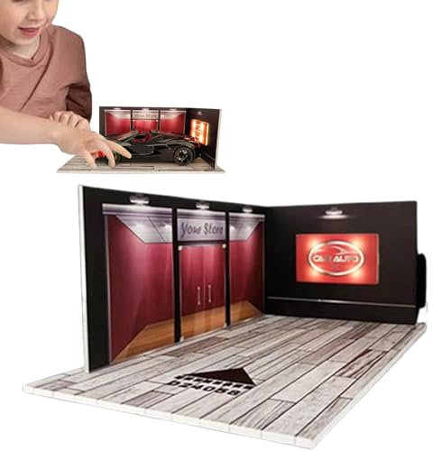 Parcheggio Diorama, modello di parcheggio a LED in scala 1:24, modello di parcheggio auto, auto giocattolo a LED per soggiorno, dormitorio, appartamento