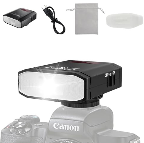 Takerers Camera Flash, Mini Flash Speedlite with GN14, 22 Levels Flash Power, CCT 5600K, M/S1/S2 Optical Control Compatible for Sony/Canon/Fuji/Nikon/Panasonic/Olympus Camera