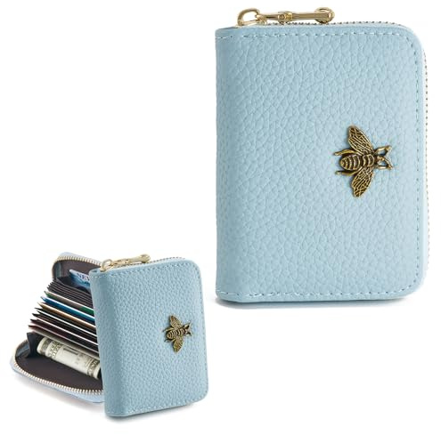 QIUTIMIY Portafoglio Piccolo Sottile Elegante Donna con Zip,Mini Porta Tessere Carte Di Credito,blu