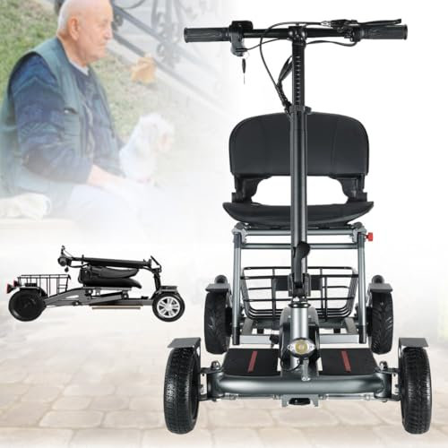 FANGZHL 4-Rad-Mobilitätsroller,Elektromobil Für Senioren,Elektromobil Klappbar,Aluminium Elektrischer Rollstuhl Scooter,Herausnehmbare Batterie,Für Senioren,Erwachsene 8AH