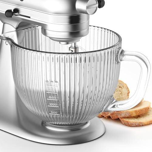 Cofun Glas-Mixerschüssel für Kitchenaid Standmixer mit Kippkopf, 4,5–5 Quart, 5 qt Rührschüssel Ersatz für Küchenhelfer mit Messmarkierungen, Griff