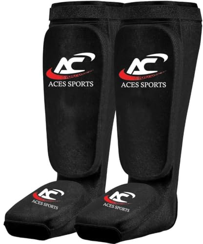 Shin Guard - Professional Muay Thai Shin Guards - Thick Leg & Foot Shin Instep Guard - Protective Sparring Gear for MMA, Taekwondo, Karate, Kickboxing (XL)