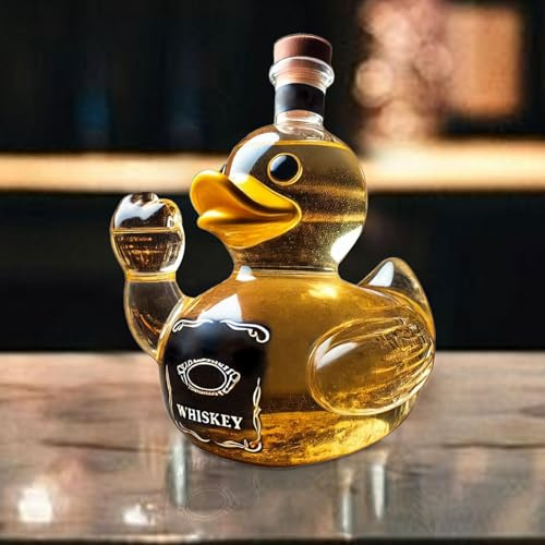 Mittelfinger Ente Whiskey Karaffe, 300 Ml Weinflasche Für Männer, Lustige Ente Statue Glas Whisky-Dekanter Favors Für Home Bar Decor(A#)