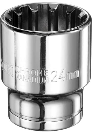 QUARKZMAN Enchufe De 12 Puntos 1/2 De Accionamiento Por 24mm Enchufe Poco Profundo Métrico Acero Al Cromo Vanadio Enchufes Estándar De 12 Puntos Herramienta Manual Para Mecánica