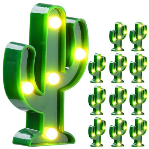 Lampes de table et murales amusantes à 12 LED en forme de cactus, pour chambre à coucher et décoration d'intérieur, décoration de fête occidentale