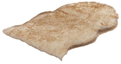 Zymoplas Multifunctional Floor Mat Multiple Colors Available Soft and Comfortable Polyester Faux Lambskin Rug Bedroom Carpet, Yellow and White