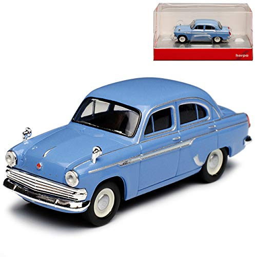 Moskwitsch 403 Limousine Blau DDR 1962-1967 H0 1/87 Herpa Modell Auto mit individiuellem Wunschkennzeichen