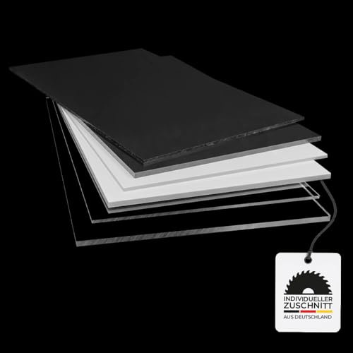 HausFux Acrylglasplatten – Zuschnitt nach Maß – Transparent/Weiß/Schwarz – 2–10 mm stark – GS – UV-beständig, bruchsicher, glasklar (5 mm - GS, Schwarz, 200 x 30 cm)